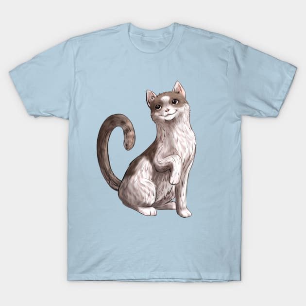 White and Gray Calico Cat Pet Portrait T-Shirt by PaperRain